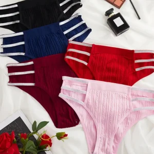 8-piece Set of Full Lace Four Corner Pants, Sexy and Comfortable Lightweight Underwear with Breathable Solid Color Print