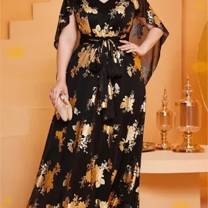 Long Sleeve Fully Lined Women's Fishtail Maxi Dress with Embroidered Mesh Back Zipper for Evening Wedding Party