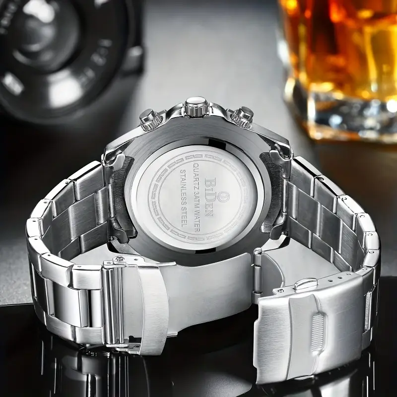 Stylish Olevs Date Watch - Men's Stainless Steel Analog Quartz Wrist Watch with Luminous Dial, Waterproof, Business Casual Style, Perfect for Daily Wear