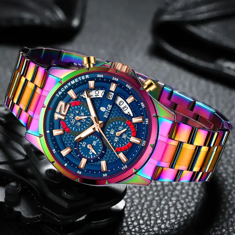 Stylish Olevs Date Watch - Men's Stainless Steel Analog Quartz Wrist Watch with Luminous Dial, Waterproof, Business Casual Style, Perfect for Daily Wear