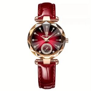 Women'S Elegant Business Watch with Blue Ocean Heart & Rose Golden Stainless Steel Band