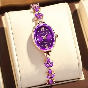 Women'S Elegant Business Watch with Blue Ocean Heart & Rose Golden Stainless Steel Band