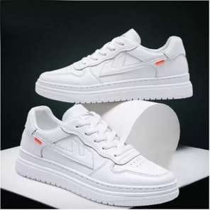 Men'S 2025 Spring High-Top Sneakers - White & Red Casual Fashion Sneakers with Lace-Up Closure, All-Season Outdoor Running Shoes