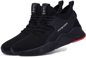 Men'S 2025 Spring High-Top Sneakers - White & Red Casual Fashion Sneakers with Lace-Up Closure, All-Season Outdoor Running Shoes