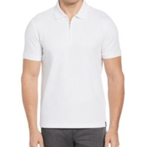 Men's Slim-Fit Ribbed-Knit 1/4-Zip Polo Shirt