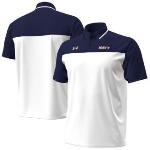 Men's White/Navy Midshipmen Green Blocked Polo Shirt