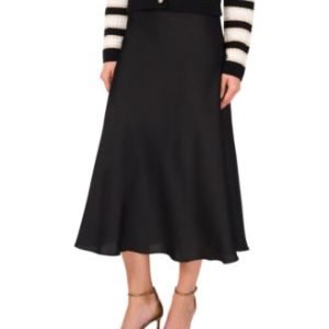 Women's A-line Side-Zip Satin Midi Skirt
