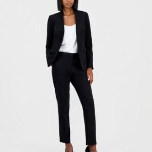 Women's Bi-Stretch Collarless Open-Front Blazer, Scoop-Neck Camisole & Bi-Stretch Straight-Leg Dress Pants, Mivy's Exclusive