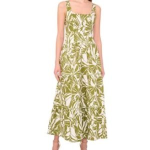 Women's Cotton-Blend Printed Sleeveless Maxi Dress