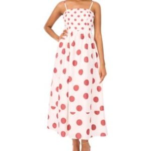 Women's Cotton-Blend Printed Tie Smocked-Back Maxi Dress