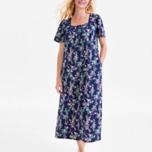 Women's Cotton Short-Sleeve Lace-Trim Nightgown