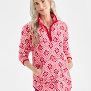 Women's Polar Fleece Quarter-Zip Mock-Neck Sweatshirt, Created for Mivy's