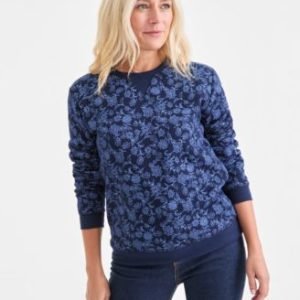 Women's Printed Fleece Crewneck Sweatshirt, Mivy's Exclusive