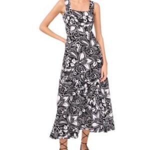 Women's Printed Square-Neck Smocked-Back Sleeveless Maxi Dress